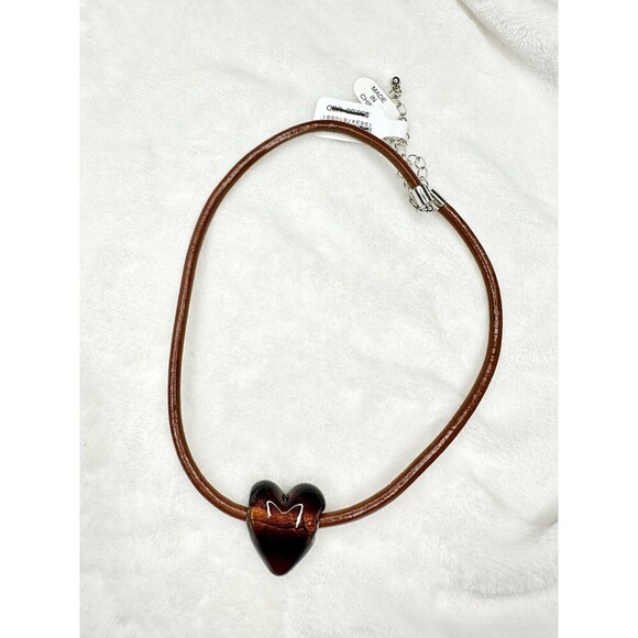 NEW Free People Under The Sea Collar Choker Glass Heart Pendant Bohemian Neutral - Picture 1 of 5